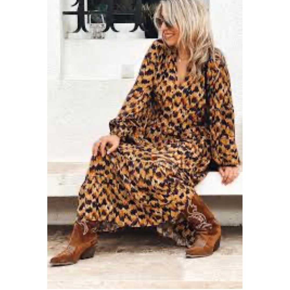 J15‎ Klasiks Boho Long Sleeve Dress Multi Print Leaves